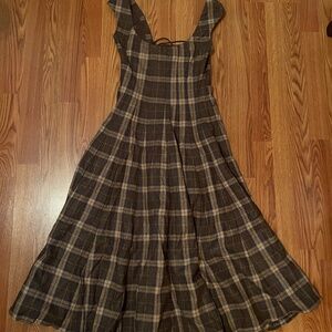 NEW Guizio Leila Tartan Dress Size Medium Multi (Brown) - SEALED PACKAGE